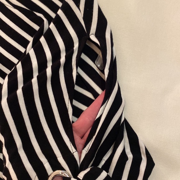 Calvin Klein black and white striped “ cold shoulder” dress on size M. - Picture 8 of 8